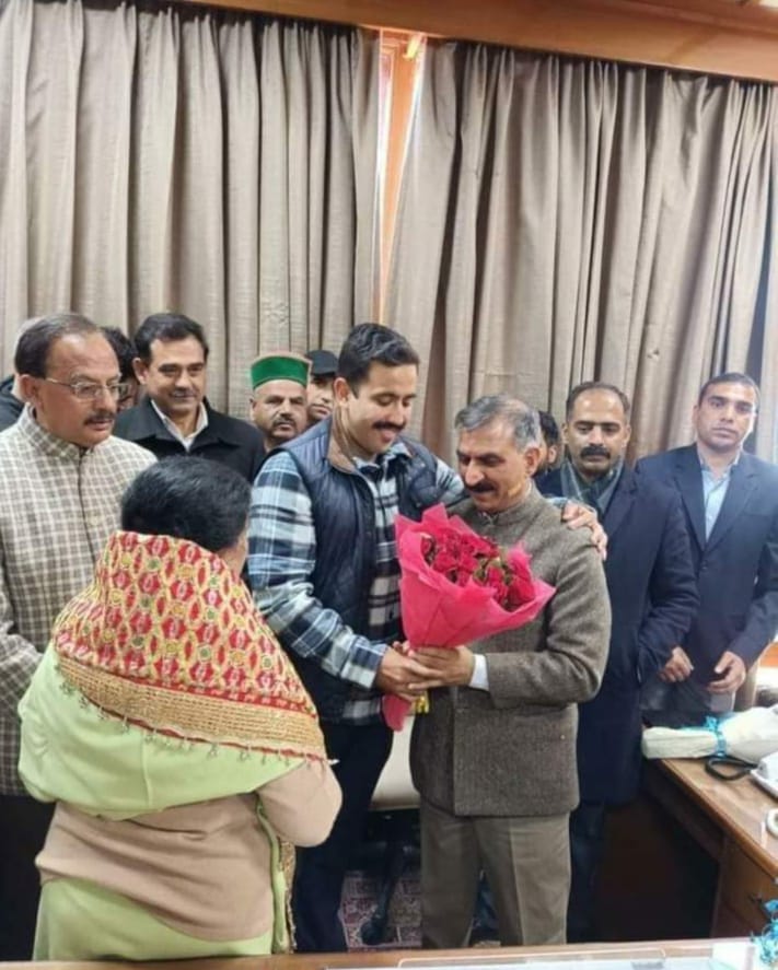 Newly appointed Chief Minister of Himachal Pradesh Mr. Sukhwinder Singh Sukhu taking his charge at the secretariat on Monday: